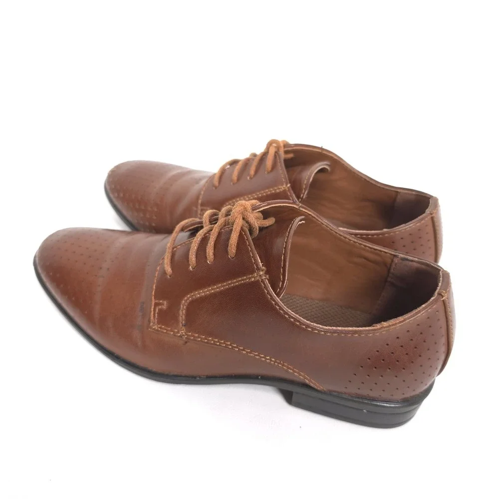 DEER STAGS Kids Boys Brown Oxford Dress Shoes Size 2M Lace Up Performance 21222‎